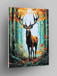 Raqamlar bo'yicha rasm "O'rmonda kiyik"