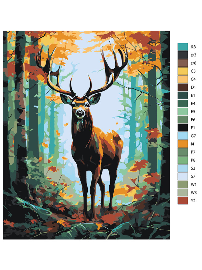 Raqamlar bo&amp;#039;yicha rasm &amp;quot;O&amp;#039;rmonda kiyik&amp;quot;