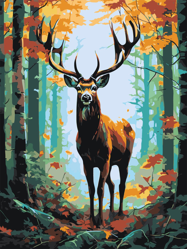 Raqamlar bo&amp;#039;yicha rasm &amp;quot;O&amp;#039;rmonda kiyik&amp;quot;