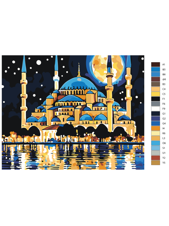 Raqamlar bo&amp;#039;yicha rasm &amp;quot;Oy ostidagi masjid&amp;quot;