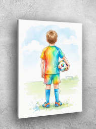 Holstga bosilgan poster "Orzular sari yosh futbolchi"