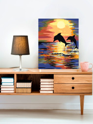 Raqamlar bo'yicha rasm "Delfinlar suzmoqda"