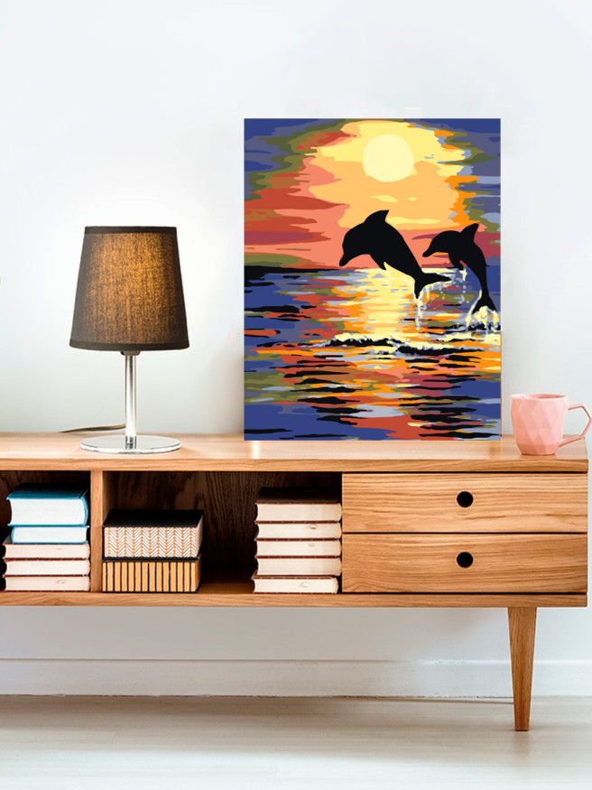 Raqamlar bo&amp;#039;yicha rasm &amp;quot;Delfinlar suzmoqda&amp;quot;