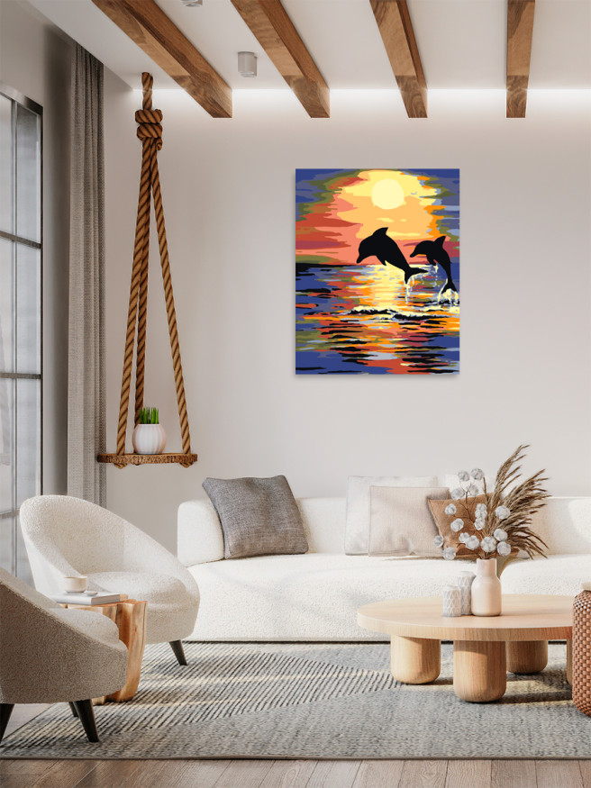 Raqamlar bo&amp;#039;yicha rasm &amp;quot;Delfinlar suzmoqda&amp;quot;