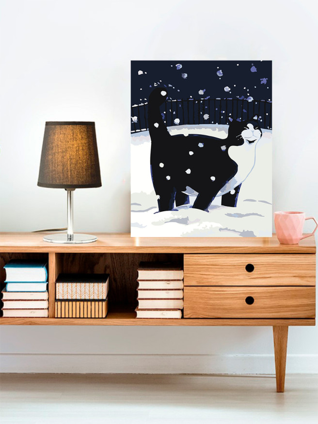 Raqamlar bo&amp;#039;yicha rasm &amp;quot;Qorda mushuk&amp;quot;