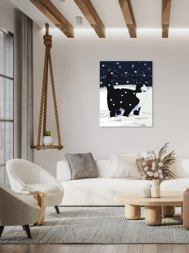 Raqamlar bo&amp;#039;yicha rasm &amp;quot;Qorda mushuk&amp;quot;