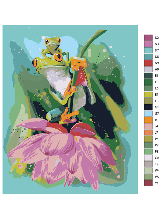 Картина по номерам &amp;quot;Лягушки на цветке&amp;quot;