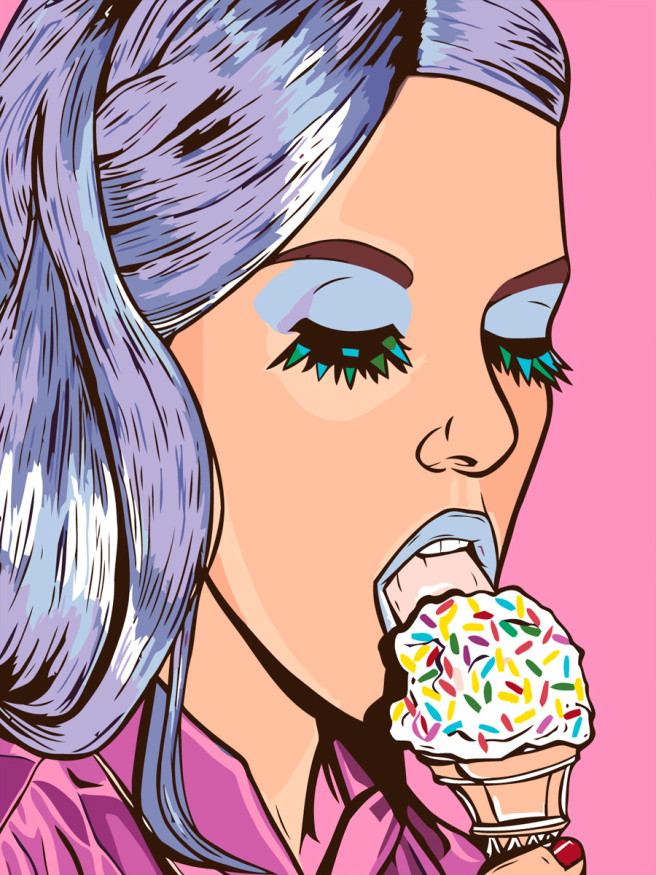 Картина по номерам &amp;quot;Девушка ест мороженое&amp;quot;