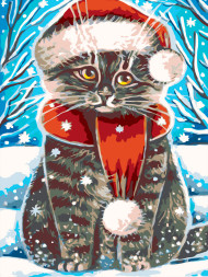 Raqamlar bo'yicha rasm "Yangi yil mushukchasi"