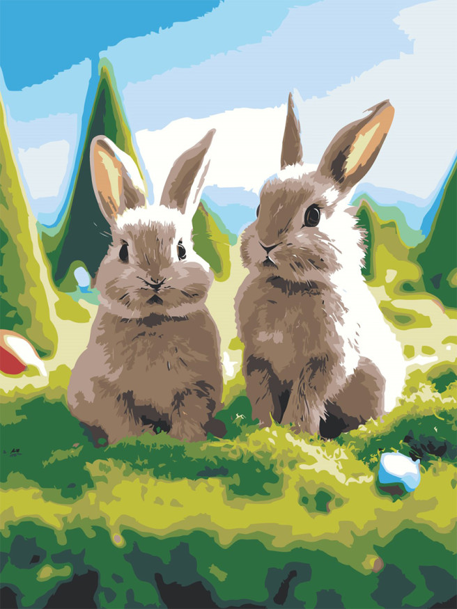 Картина по номерам &amp;quot;Пара зайцев&amp;quot;