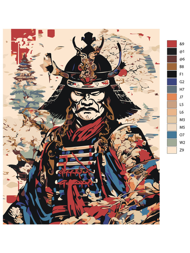 Картина по номерам &amp;quot;Самурай в шлеме&amp;quot;