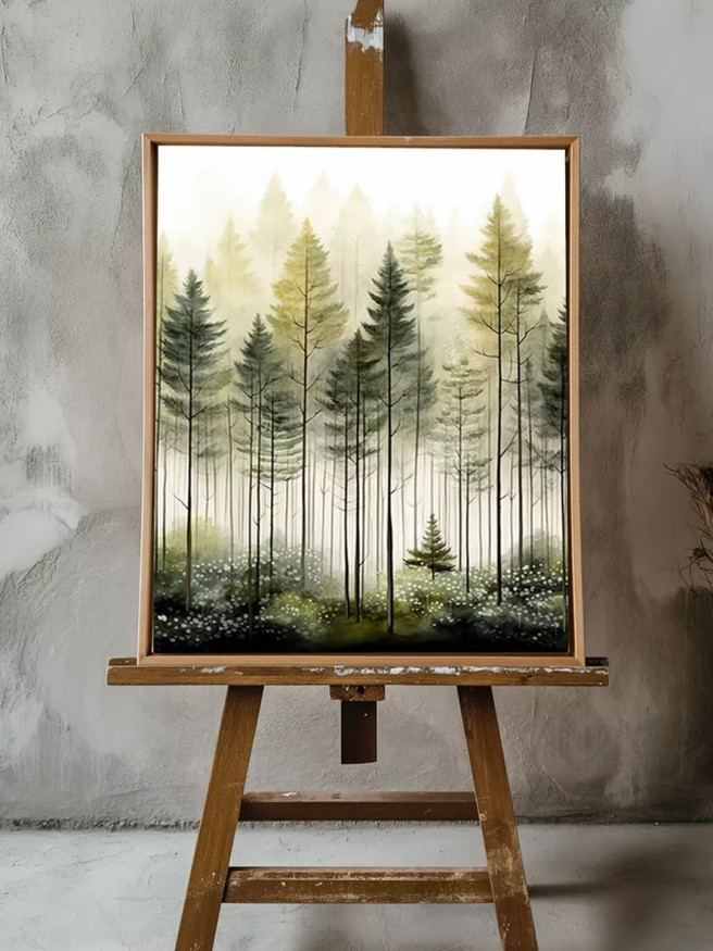 Постер на холсте &amp;quot;Утренний туман в хвойном лесу&amp;quot;