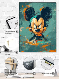 Holstga bosilgan poster &quot;Bo‘yoqlardagi g‘azabli Miki&quot;