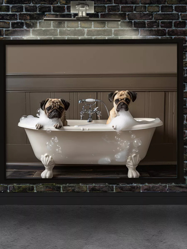 Постер на холсте &amp;quot;Мопсы в пене&amp;quot;