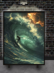 Постер на холсте &amp;quot;Сёрфер в огненном шторме&amp;quot;