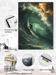 Постер на холсте &amp;quot;Сёрфер в огненном шторме&amp;quot;