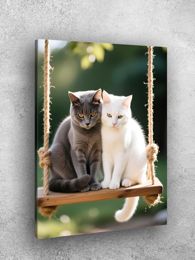 Постер на холсте &amp;quot;Коты на качелях&amp;quot;