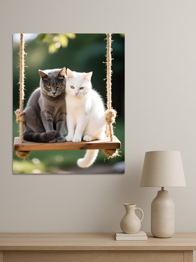 Постер на холсте &amp;quot;Коты на качелях&amp;quot;