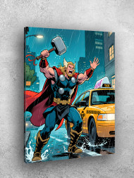 Постер на холсте &amp;quot;Тор с молотом под дождём&amp;quot;