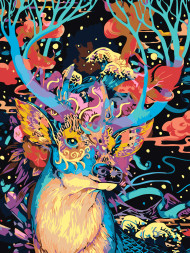 Raqamlar bo'yicha rasm "Rangbarang kiyik"