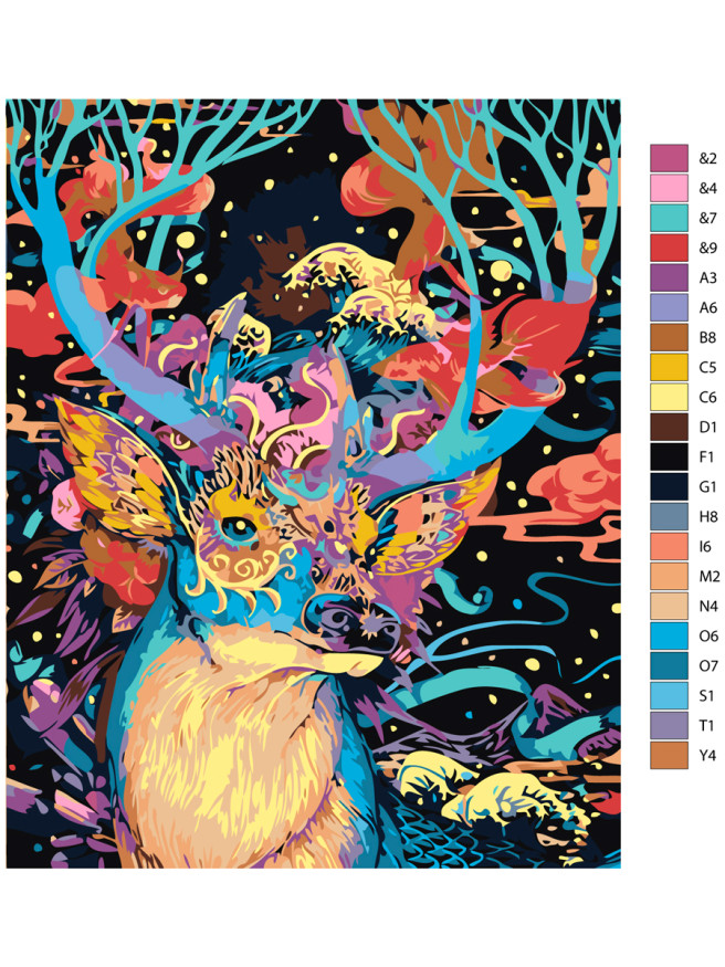 Raqamlar bo&amp;#039;yicha rasm &amp;quot;Rangbarang kiyik&amp;quot;