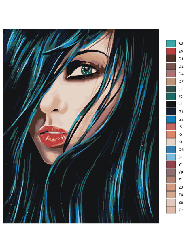 Картина по номерам &amp;quot;Девушка с зелёными глазами&amp;quot;