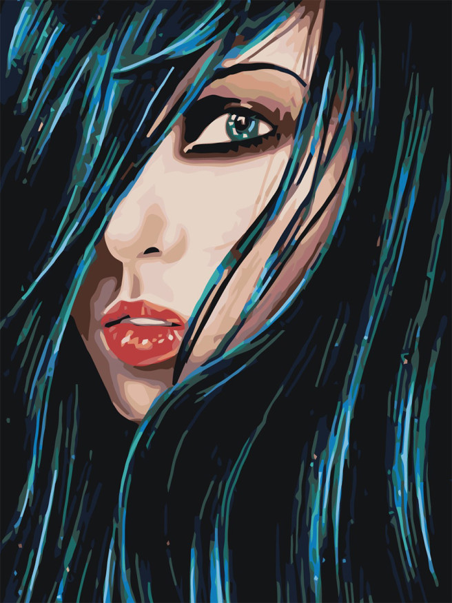 Картина по номерам &amp;quot;Девушка с зелёными глазами&amp;quot;