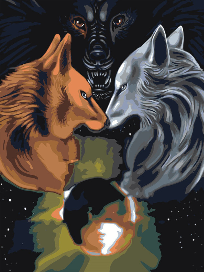 Картина по номерам &amp;quot;Три волка&amp;quot;