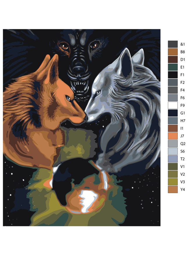 Картина по номерам &amp;quot;Три волка&amp;quot;