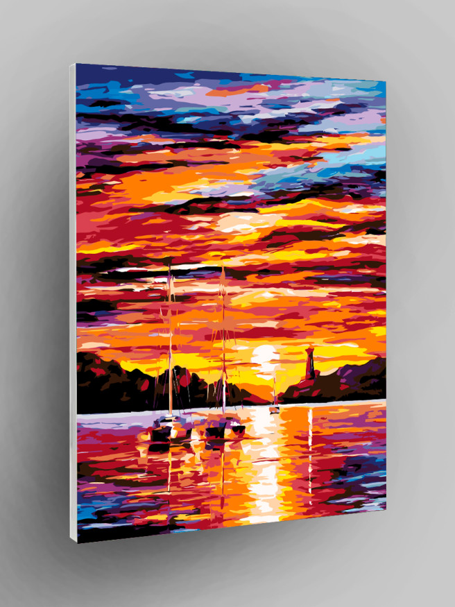 Raqamlar bo&amp;#039;yicha rasm &amp;quot;Dengizdagi kun botishi&amp;quot;