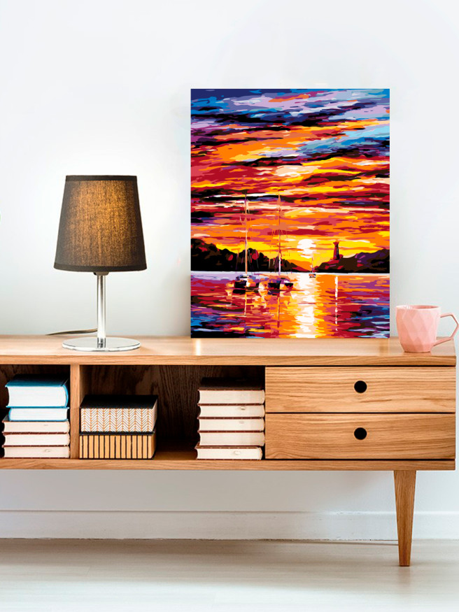 Raqamlar bo&amp;#039;yicha rasm &amp;quot;Dengizdagi kun botishi&amp;quot;