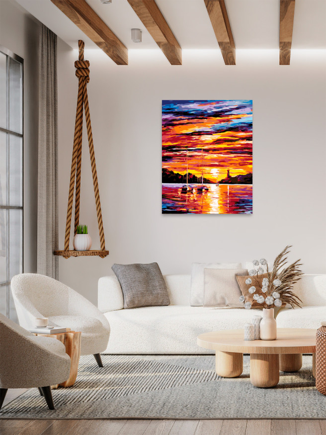 Raqamlar bo&amp;#039;yicha rasm &amp;quot;Dengizdagi kun botishi&amp;quot;