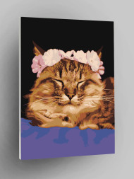 Картина по номерам &amp;quot;Котик с цветами&amp;quot;