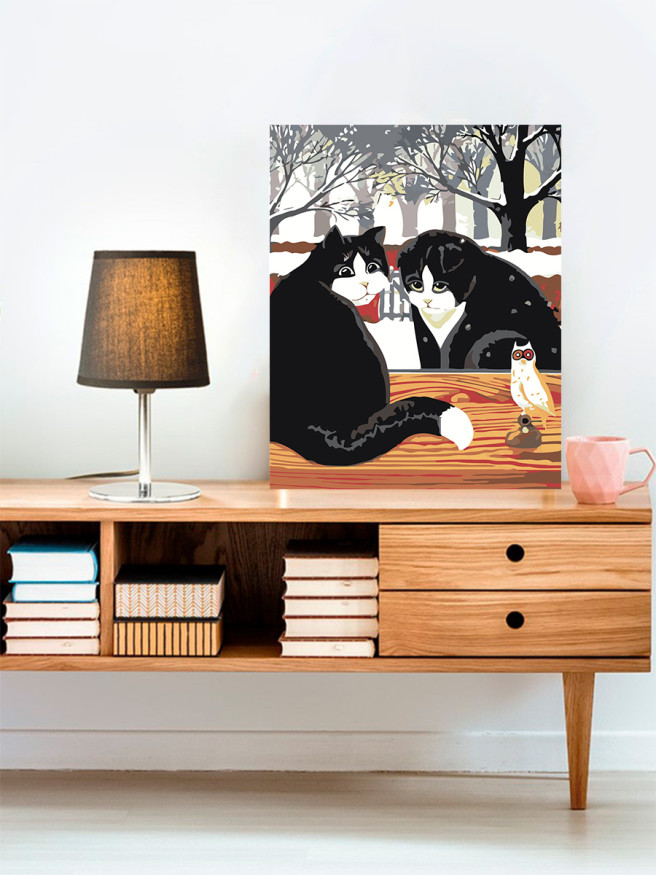 Raqamlar bo&amp;#039;yicha rasm &amp;quot;Bir juft mushuk qush bilan&amp;quot;