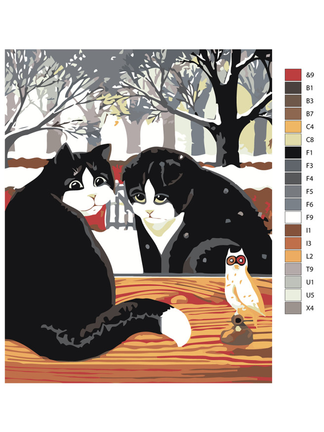 Raqamlar bo&amp;#039;yicha rasm &amp;quot;Bir juft mushuk qush bilan&amp;quot;