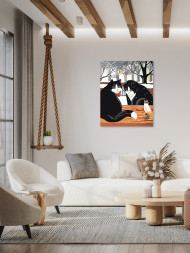 Raqamlar bo&#039;yicha rasm &quot;Bir juft mushuk qush bilan&quot;