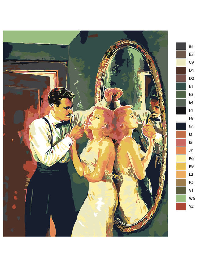 Raqamlar bo&amp;#039;yicha rasm &amp;quot;Oyna oldida juftlik&amp;quot;