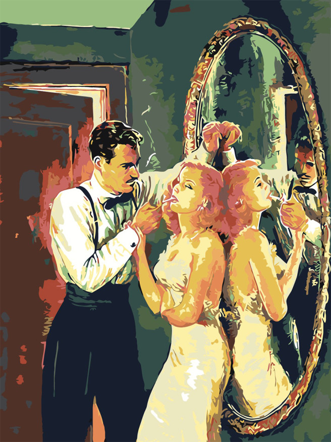 Raqamlar bo&amp;#039;yicha rasm &amp;quot;Oyna oldida juftlik&amp;quot;