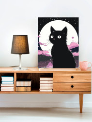 Raqamlar bo&#039;yicha rasm &quot;Qora mushukcha va oy&quot;