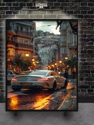 Постер на холсте &amp;quot;Спорткар на вечерних улицах&amp;quot;