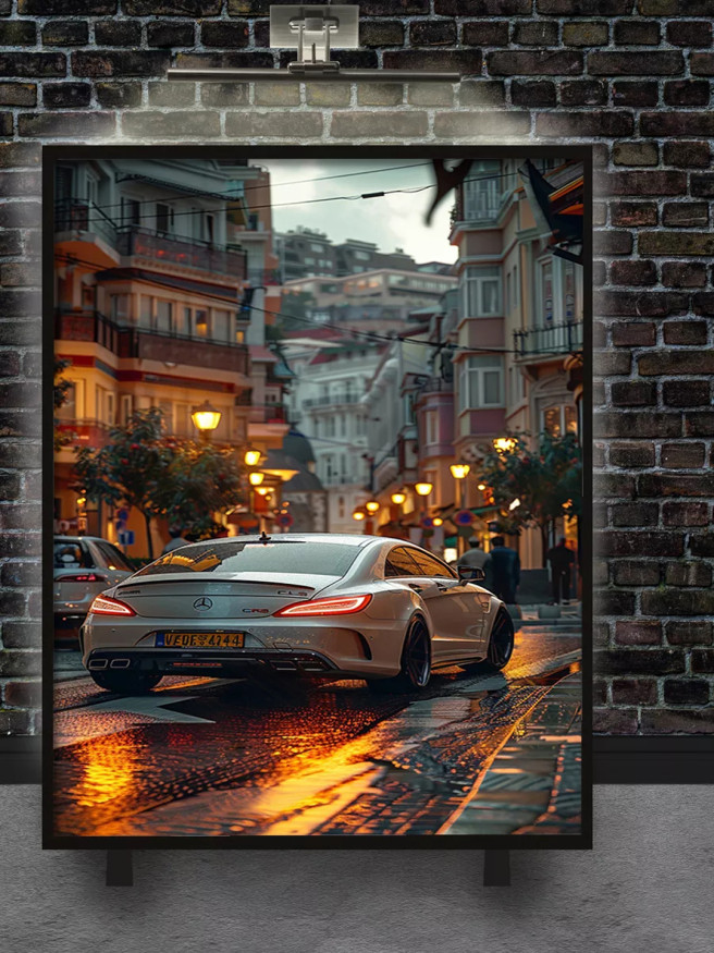 Постер на холсте &amp;quot;Спорткар на вечерних улицах&amp;quot;