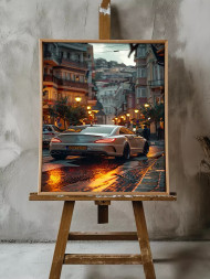 Постер на холсте &amp;quot;Спорткар на вечерних улицах&amp;quot;