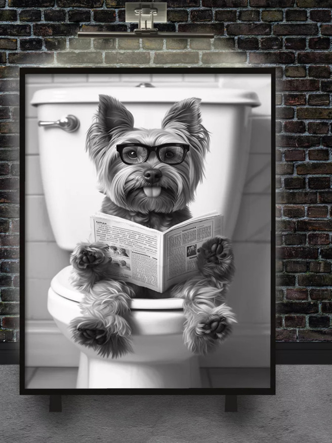 Holstga bosilgan poster &amp;quot;Gazeta o‘qiyotgan aqlli it&amp;quot;