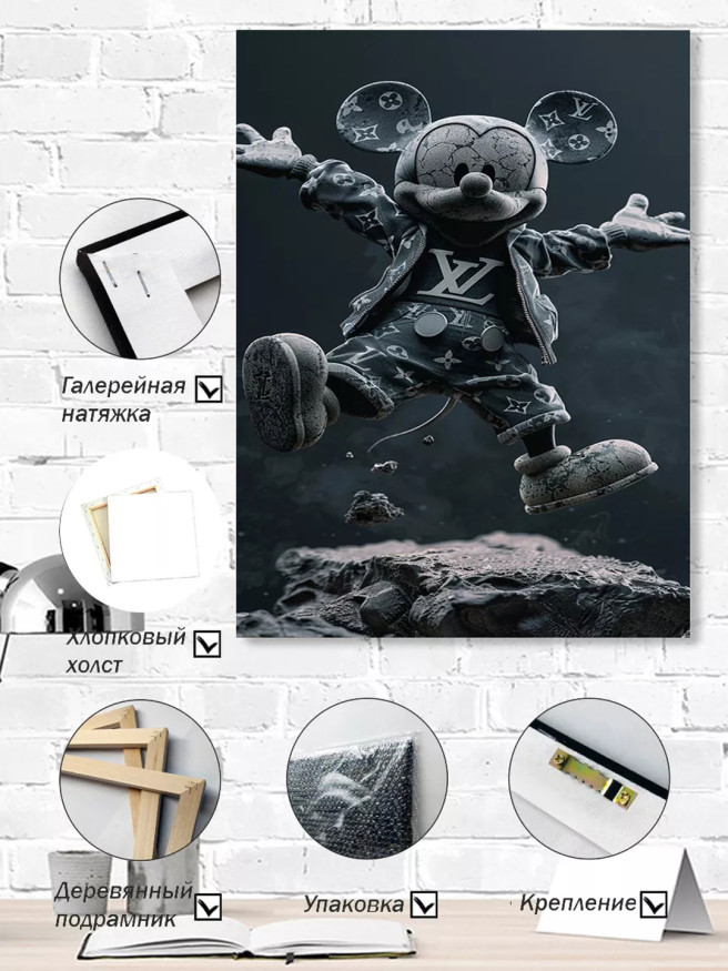 Постер на холсте &amp;quot;Стильный Микки в полёте&amp;quot;