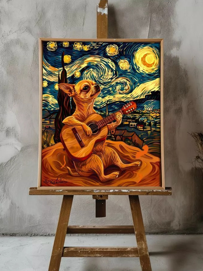 Holstga bosilgan poster &amp;quot;Yulduzlar ostida gitara valsi&amp;quot;