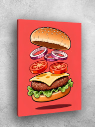 Holstga bosilgan poster "Illyustratsiyadagi ajratilgan burger"