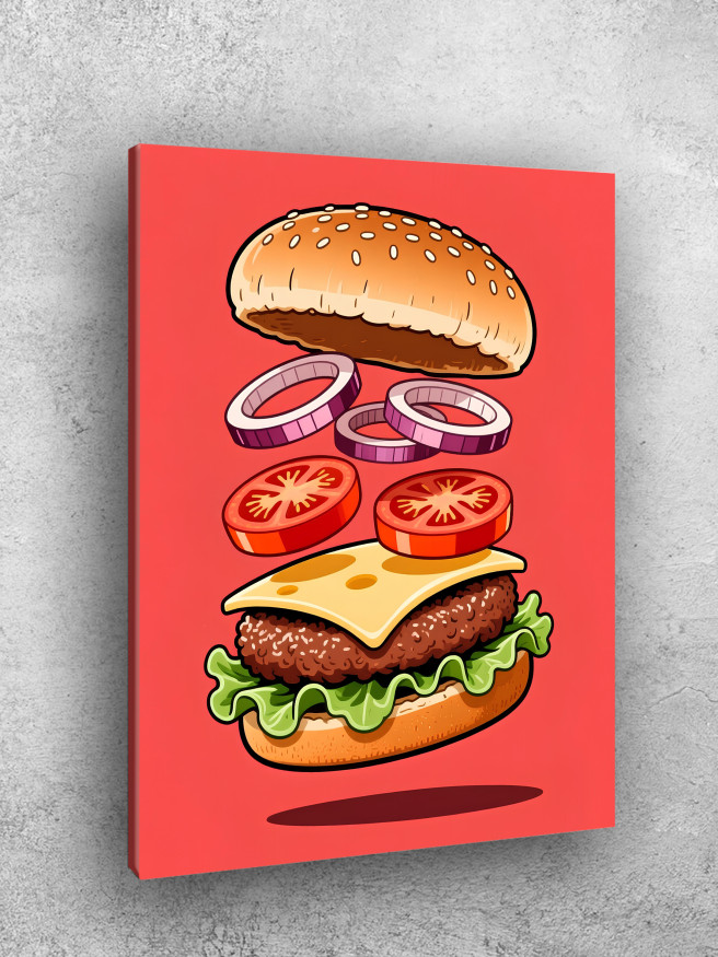 Постер на холсте &amp;quot;Разобранный бургер в иллюстрации&amp;quot;