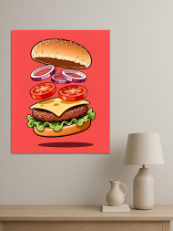 Holstga bosilgan poster "Illyustratsiyadagi ajratilgan burger"