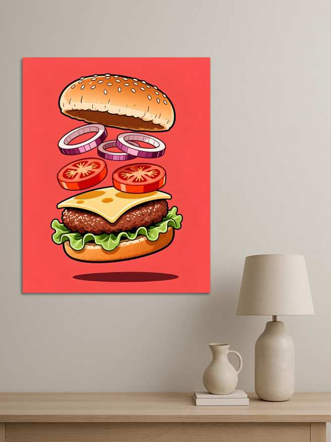 Постер на холсте &amp;quot;Разобранный бургер в иллюстрации&amp;quot;