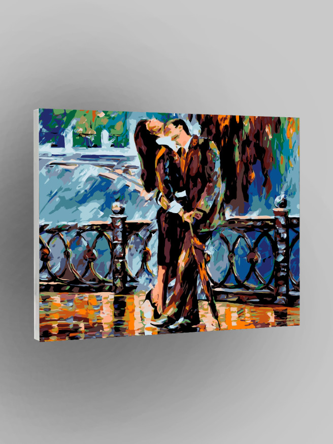 Картина по номерам &amp;quot;Поцелуй под дождём&amp;quot;